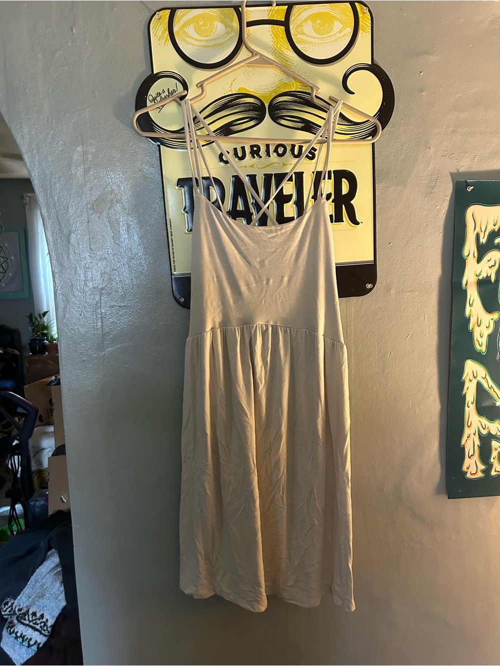 Beige Spaghetti-Strap Women’s Dress